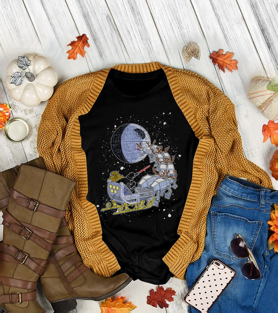 Star Wars Vader Death Star Open Sleigh Reindeer AT-ATs Holiday 9M T-Shirt