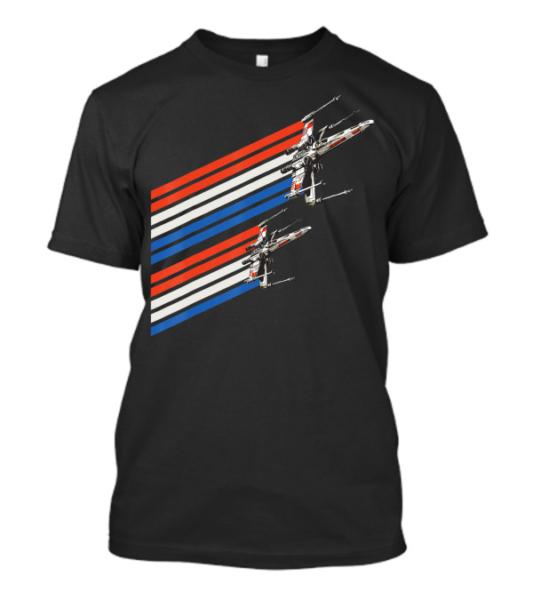 Star Wars X Wing Starfighters Red White Blue American Flag Stripes T-Shirt