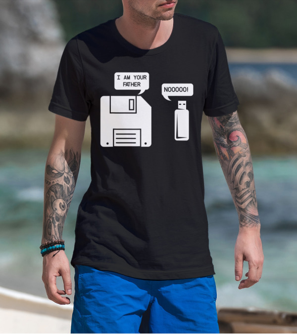 I Am Your Father Floppy Disk USB NOOOOO Geek K8 T-Shirt