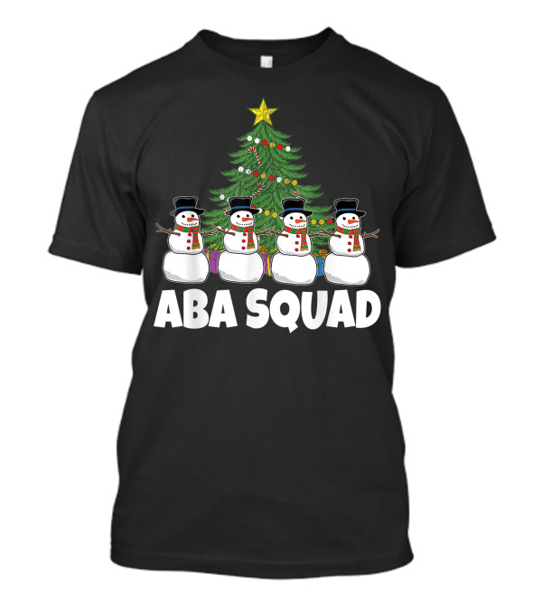 ABA Squad Snowman Christmas Tree Applied Behavior Analyst Therapist T-Shirt