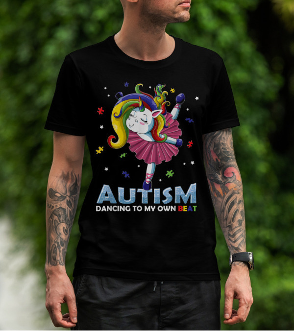 Autism Dancing To My Own Beat Unicorn Puzzle T-Shirt