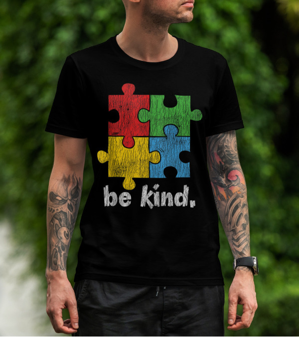 Autism Awareness Be Kind Puzzle Piece Autistic Kids Kindness T-Shirt