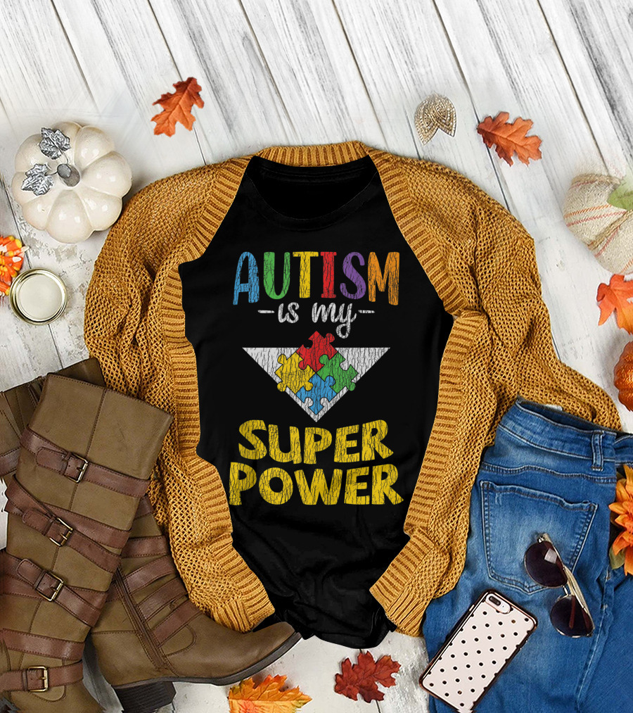 Autism Is My Superpower Puzzle Autism Awareness Autistic Kids X7 T-Shirt
