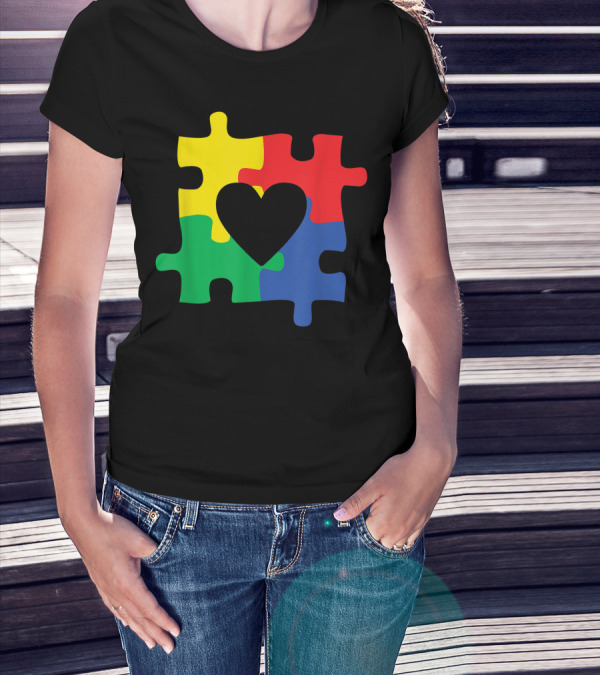 Autism Awareness Puzzle Heart Love Valentine's Day T-Shirt