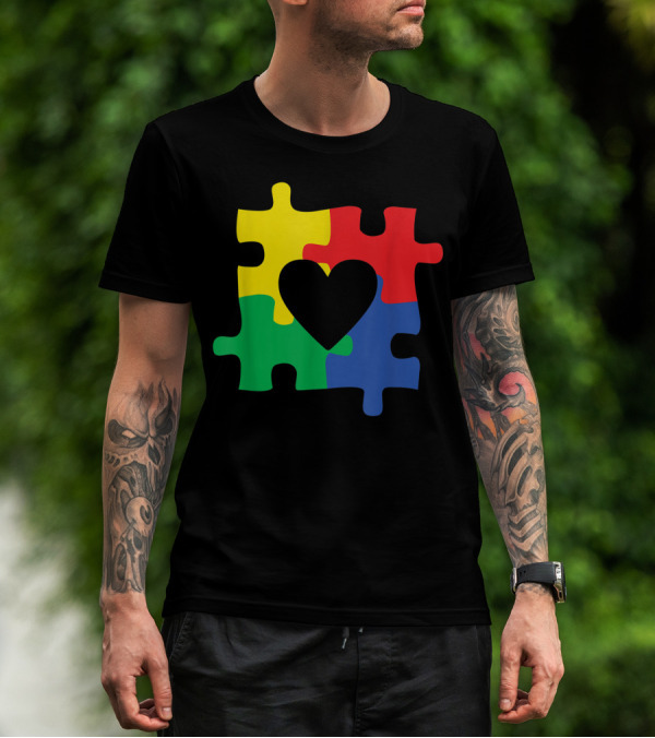 Autism Awareness Puzzle Heart Love Valentine's Day T-Shirt