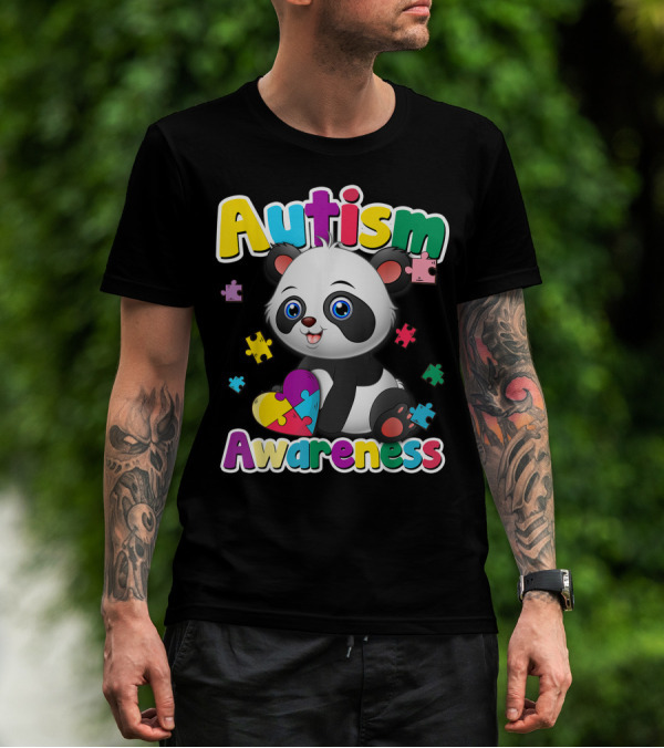 Autism Awareness Colorful Panda With Puzzle Pieces T-Shirt