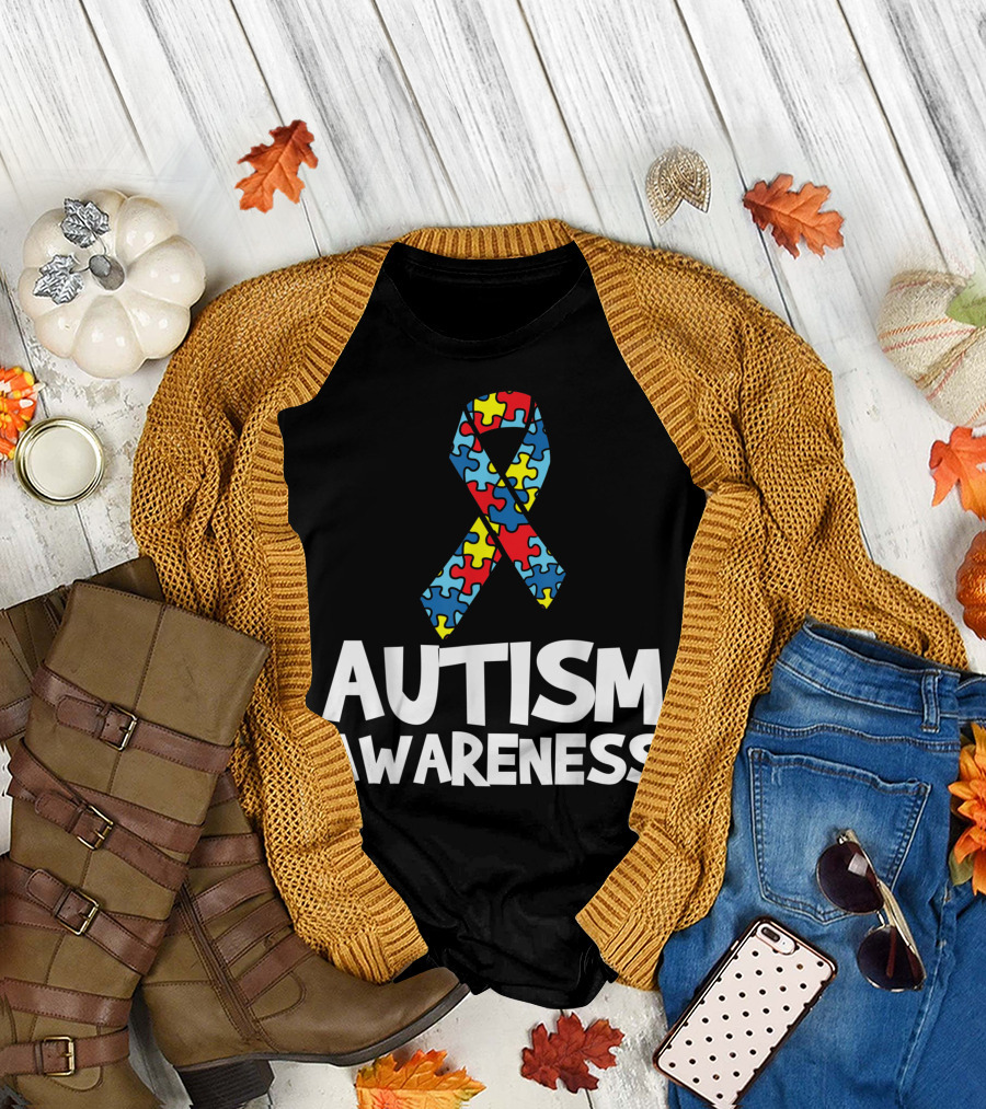 Autism Awareness Puzzle Ribbon Autism Awareness T-Shirt