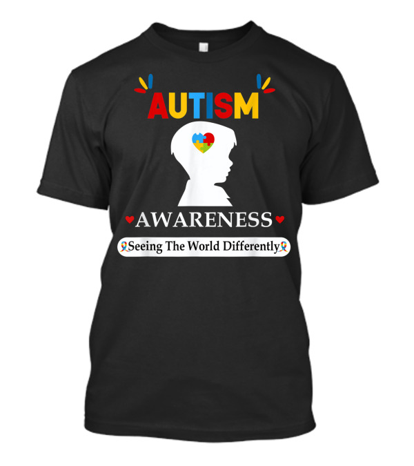 Autism Awareness Seeing The World Differently Puzzle Heart T-Shirt