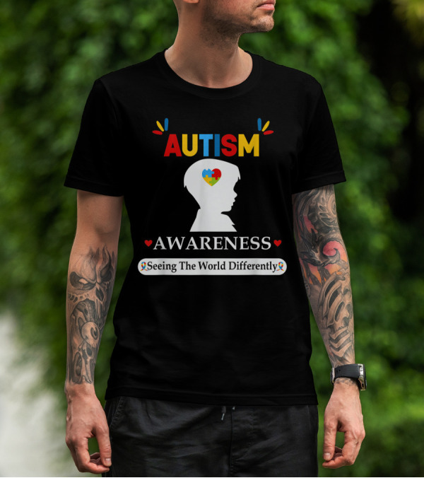 Autism Awareness Seeing The World Differently Puzzle Heart T-Shirt