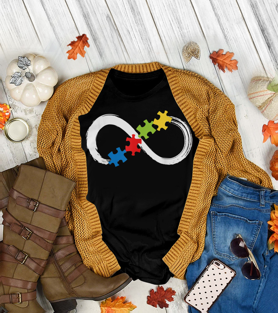 Autism Awareness Infinity Symbol with Colorful Puzzle Pieces T-Shirt