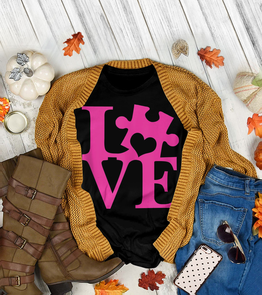 Autism Mom Autism Kid Awareness Love Puzzle Piece T-Shirt