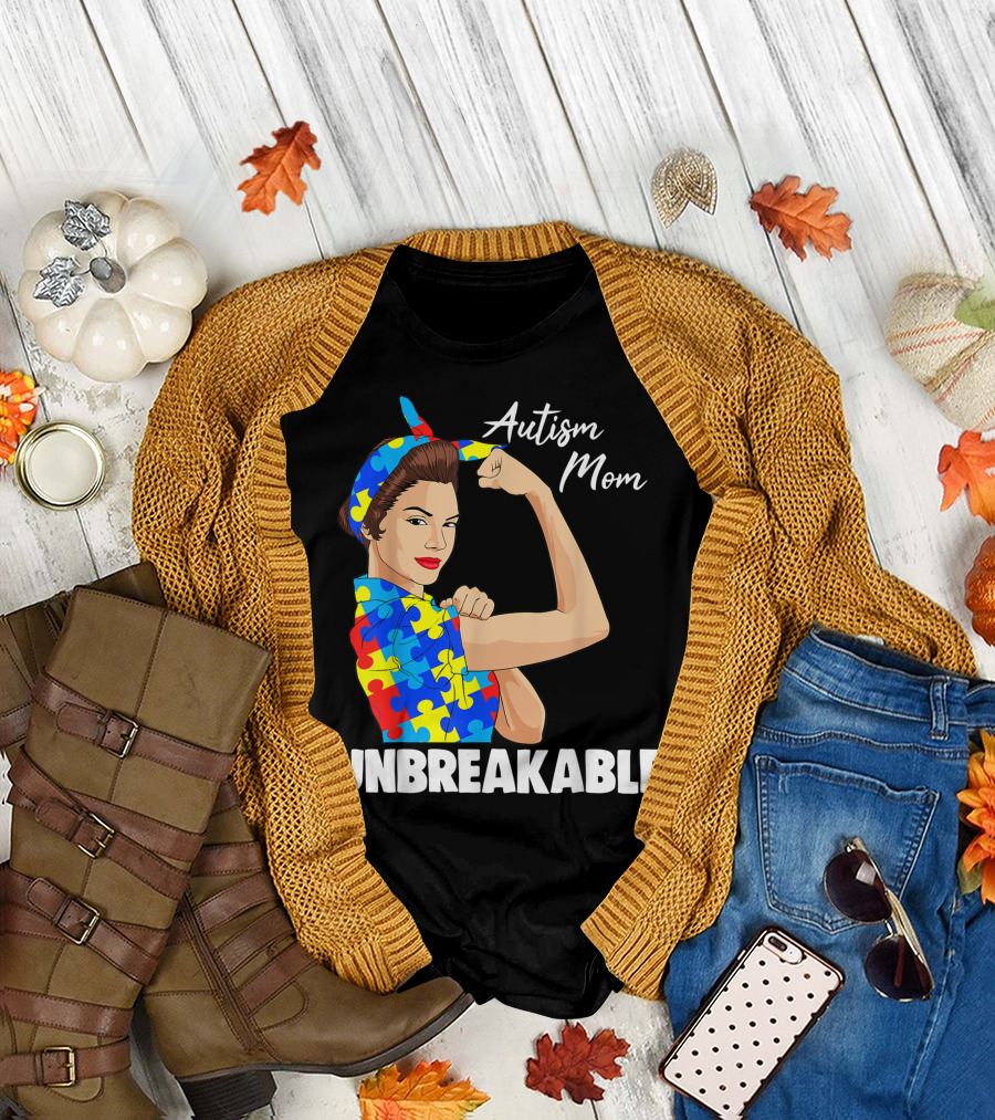 Autism Mom Unbreakable Women Autism Awareness T-Shirt