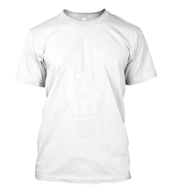 Autism Puzzle Piece Light Bulb Outline Minimal T-Shirt