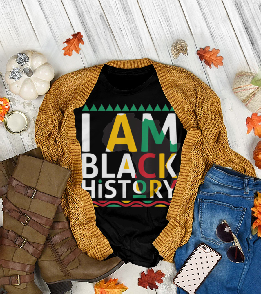 I Am Black History Colorful Geometric Patterns with African Influence T-Shirt