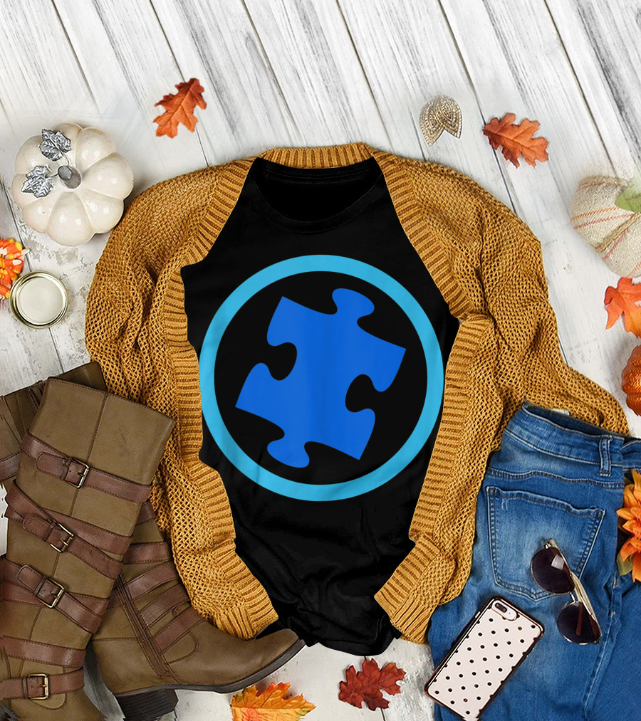 Blue Autism Puzzle Piece Symbol for Autism Awareness T-Shirt