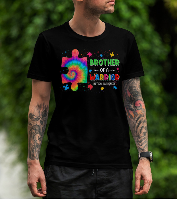 Brother Of A Warrior Autism Awareness Family Matching Puzzle Piece T-Shirt