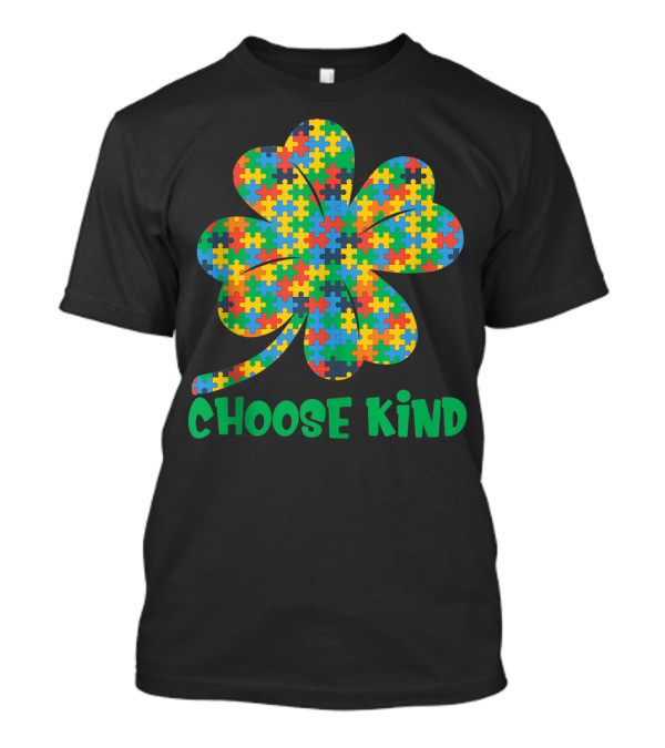 Autism Awareness Choose Kind Shamrock Puzzle T-Shirt