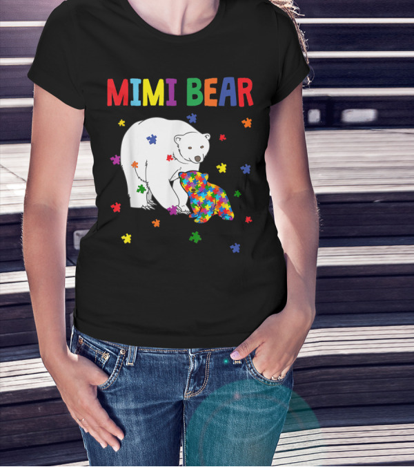 Mimi Bear Puzzle Autism Awareness Month Family T-Shirt