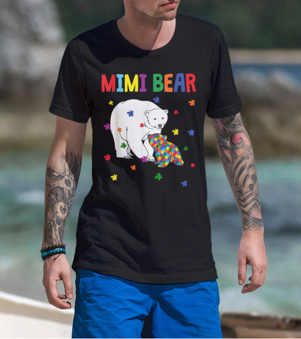 Mimi Bear Puzzle Autism Awareness Month Family T-Shirt