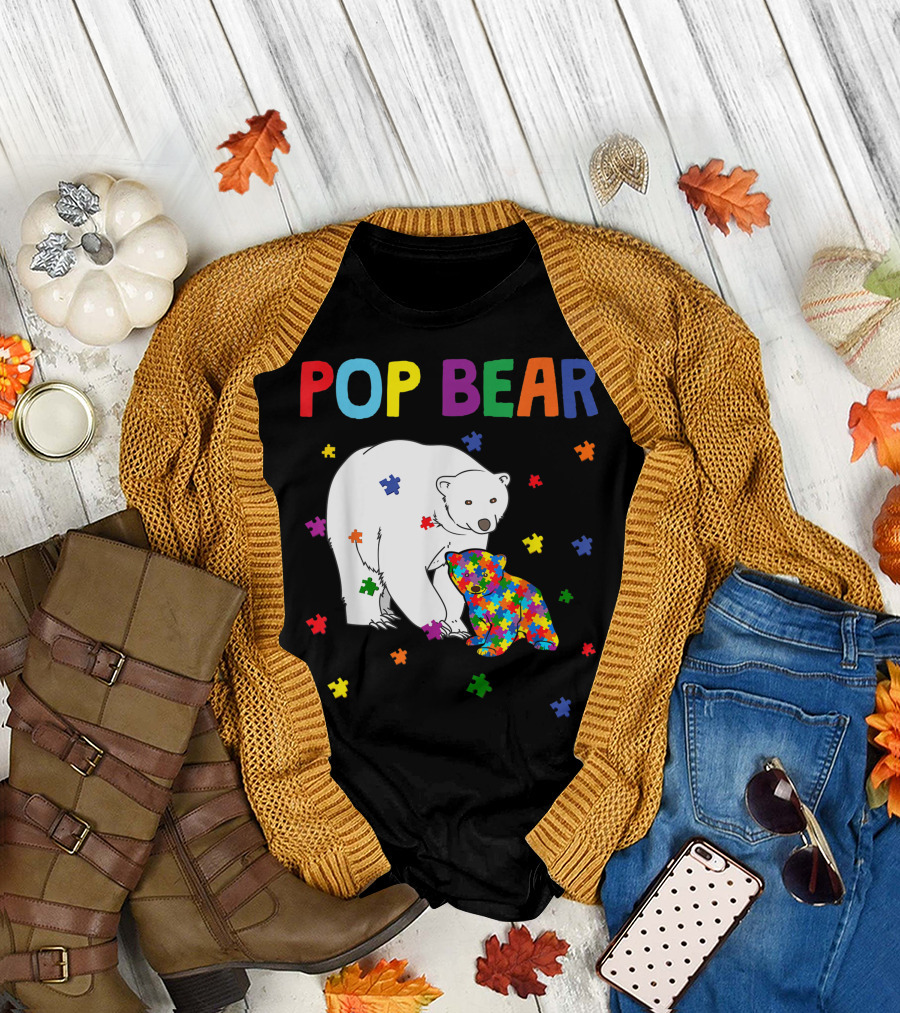 Pop Bear Puzzle Autism Awareness Month Family T-Shirt