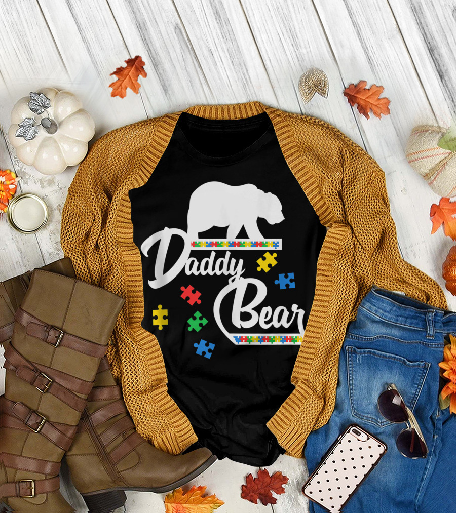 Daddy Bear Puzzle Autism Awareness Dad T-Shirt
