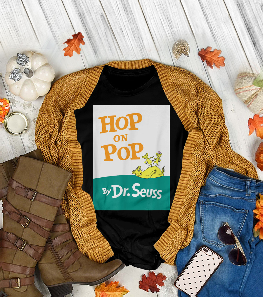 Hop On Pop By Dr. Seuss Book Cover with Yellow Creatures T-Shirt