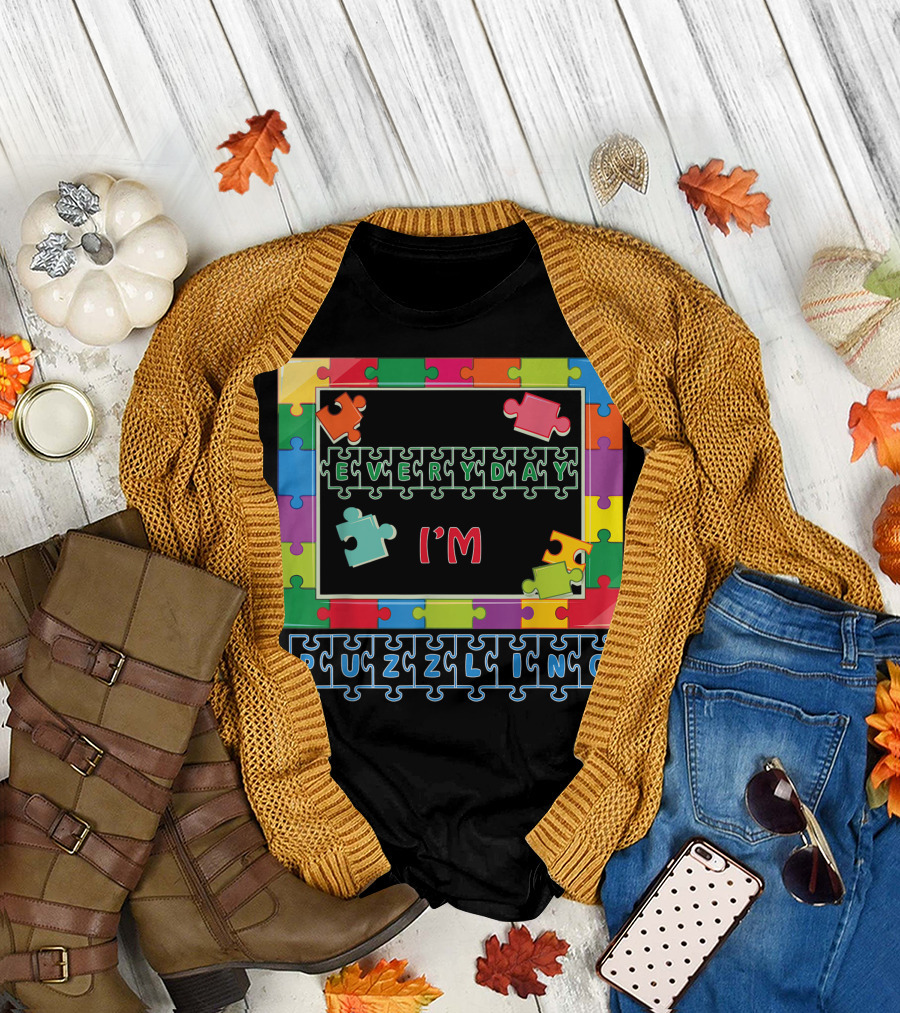 Everyday I'm Puzzling Jigsaw with Colorful Pieces T-Shirt