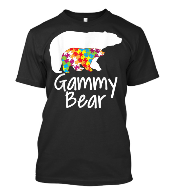 Gammy Bear Autism Awareness Rainbow Puzzle Ribbon Day T-Shirt