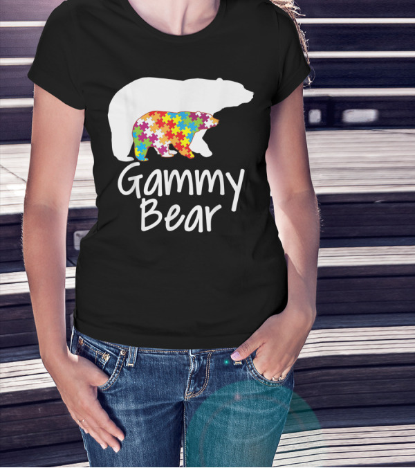 Gammy Bear Autism Awareness Rainbow Puzzle Ribbon Day T-Shirt