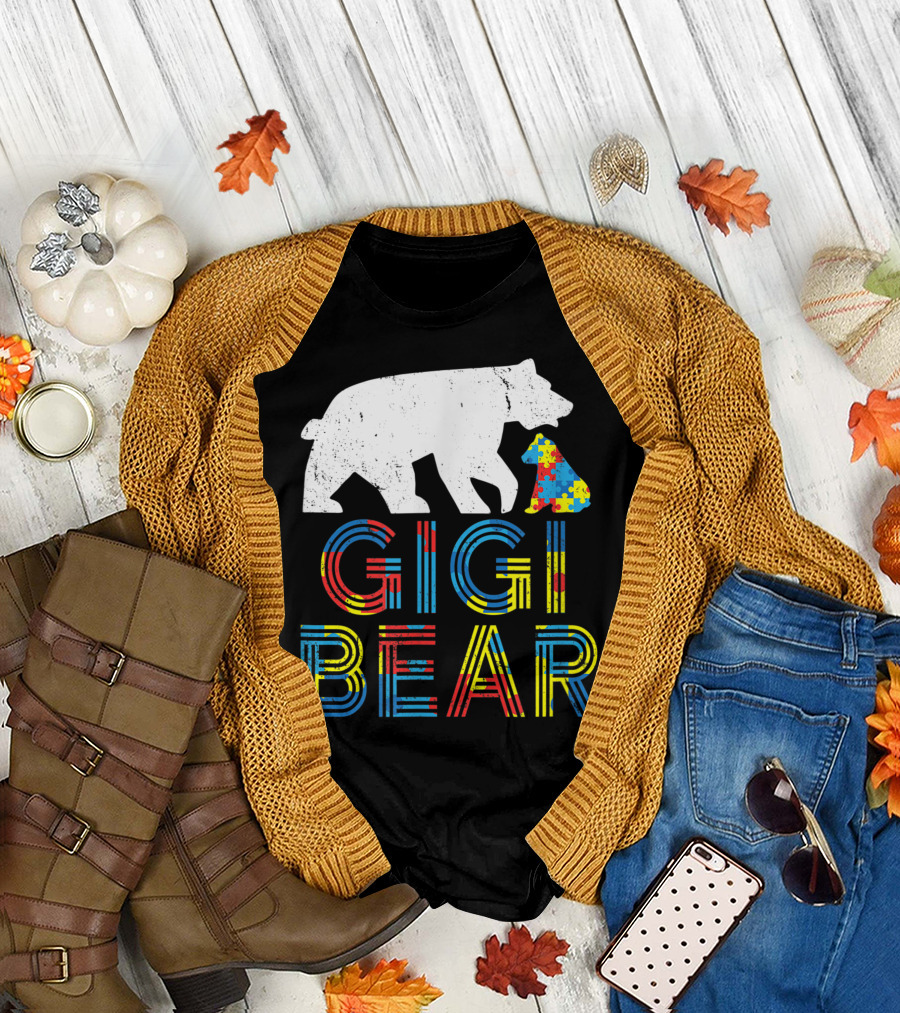 Gigi Bear Autism Awareness Puzzle Piece Pride T-Shirt
