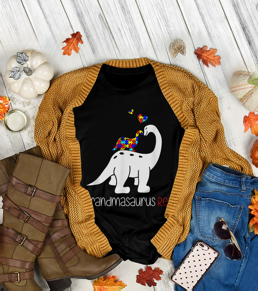 Grandmasaurus Rex Dinosaur Autism Awareness Fun Grandma T-Shirt