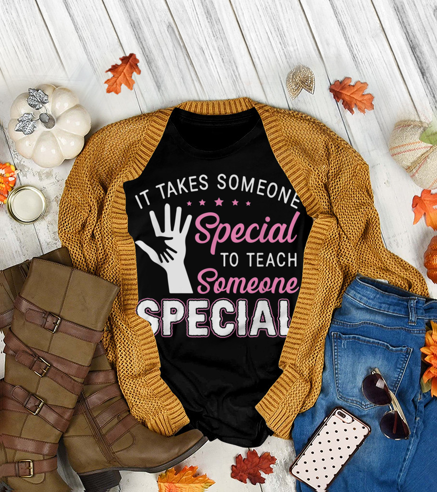It Takes Someone Special to Teach Someone Special Stars Handprint T-Shirt