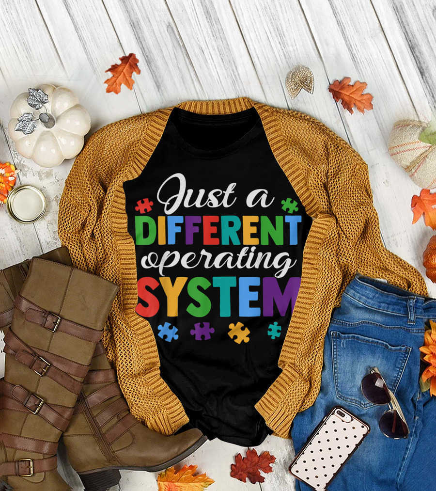 Just A Different Operating System Autism Puzzle Pieces T-Shirt