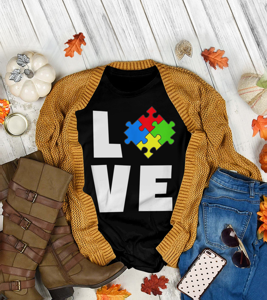 Love Autism Awareness Puzzle Piece Autistic T-Shirt