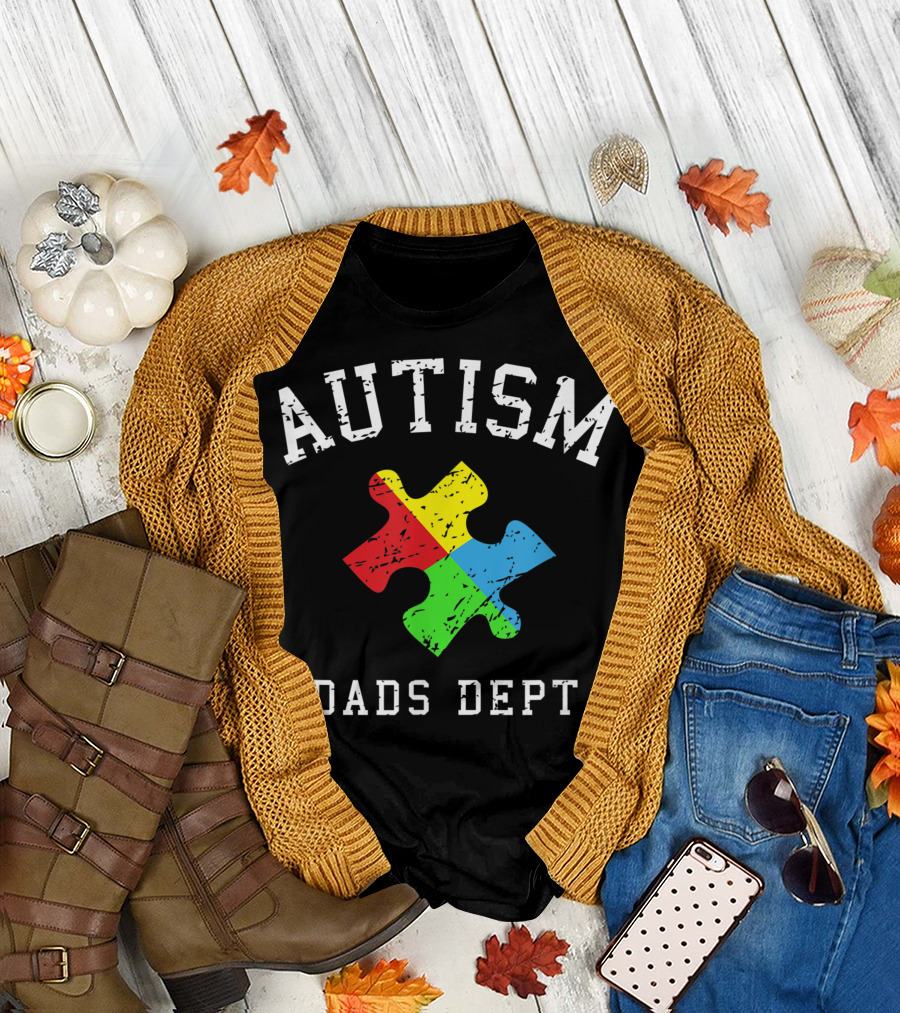 Mens Athletic Autism Puzzle Piece Dads Dept T-Shirt