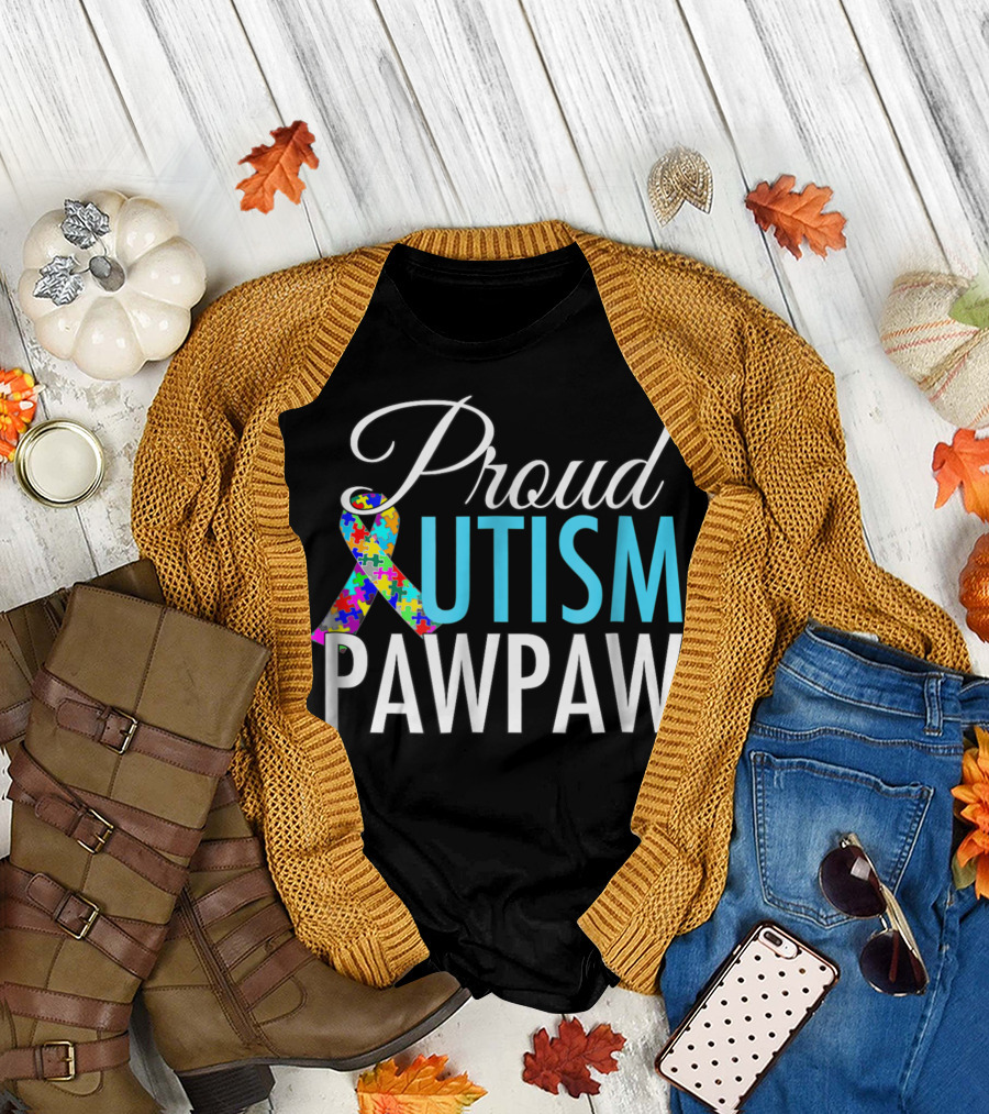 Proud Autism Pawpaw Ribbon Puzzle T-Shirt