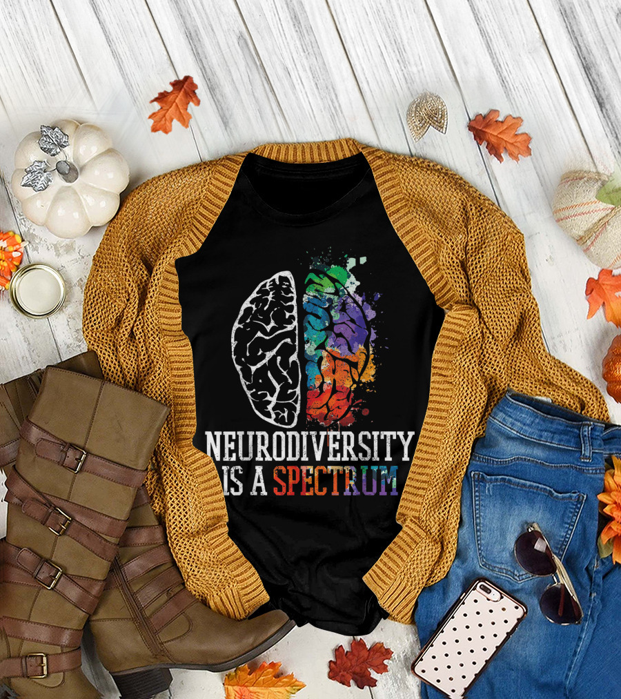 Neurodiversity Is A Spectrum ASD Autism ADHD Brain Rainbow T-Shirt
