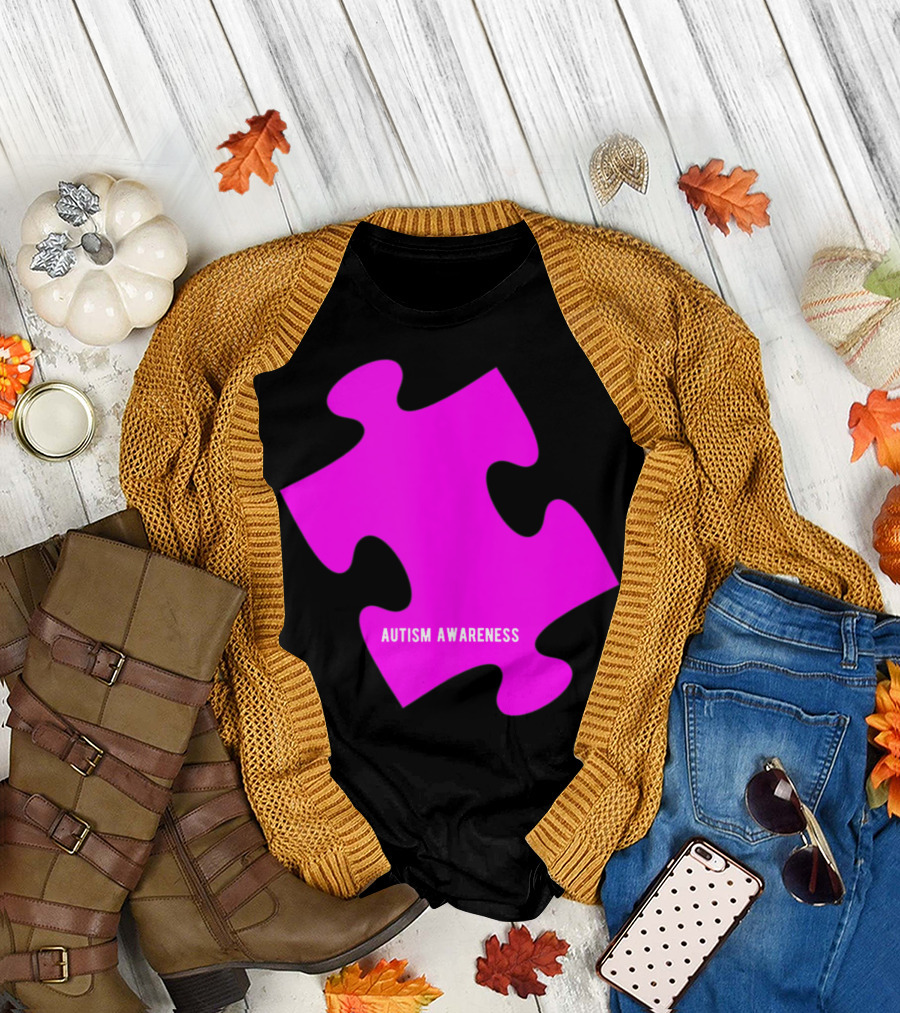 Pink Puzzle Piece Autism Awareness T-Shirt