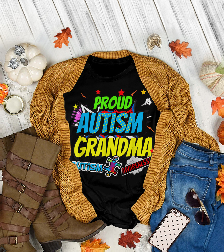 Proud Autism Grandma Awareness Autism Grandparents Day T-Shirt