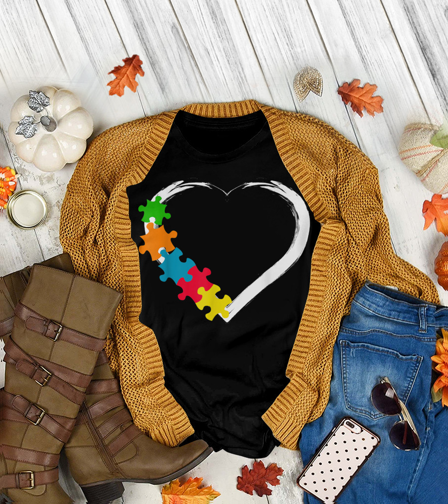 Puzzle Heart Autism Awareness Autistic Autism Moms Multicolor T-Shirt