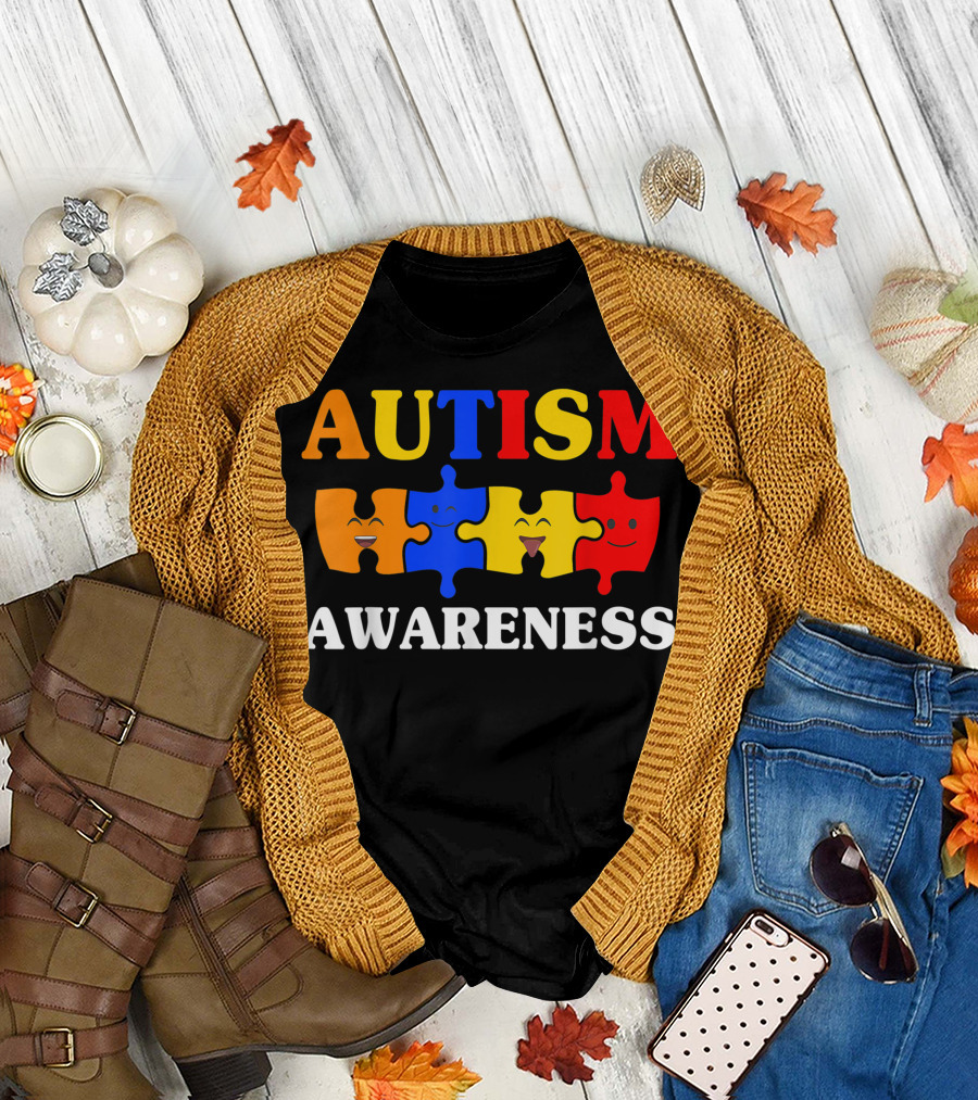 Autism Awareness Puzzle Pieces Autistic Moms T-Shirt