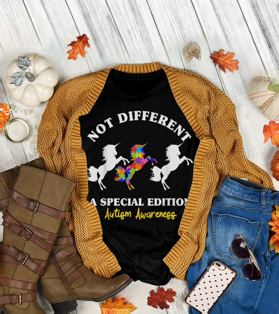 Not Different Puzzle Unicorn Autism Awareness A Special Edition Autistic Autism Moms T-Shirt