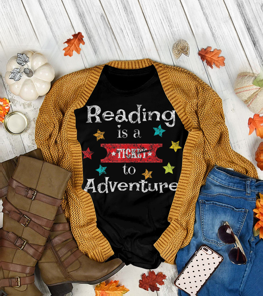 Reading is a Ticket to Adventure for Teachers Vintage Reading T-Shirt