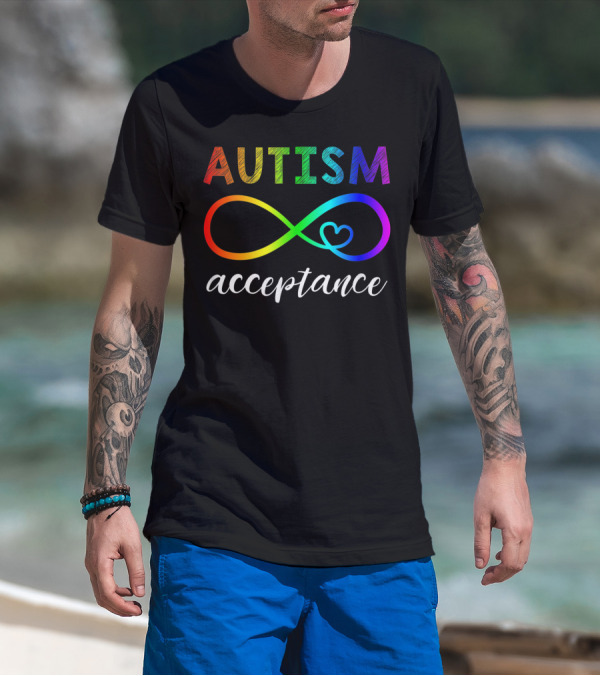 Autism Acceptance Infinity Heart Rainbow T-Shirt