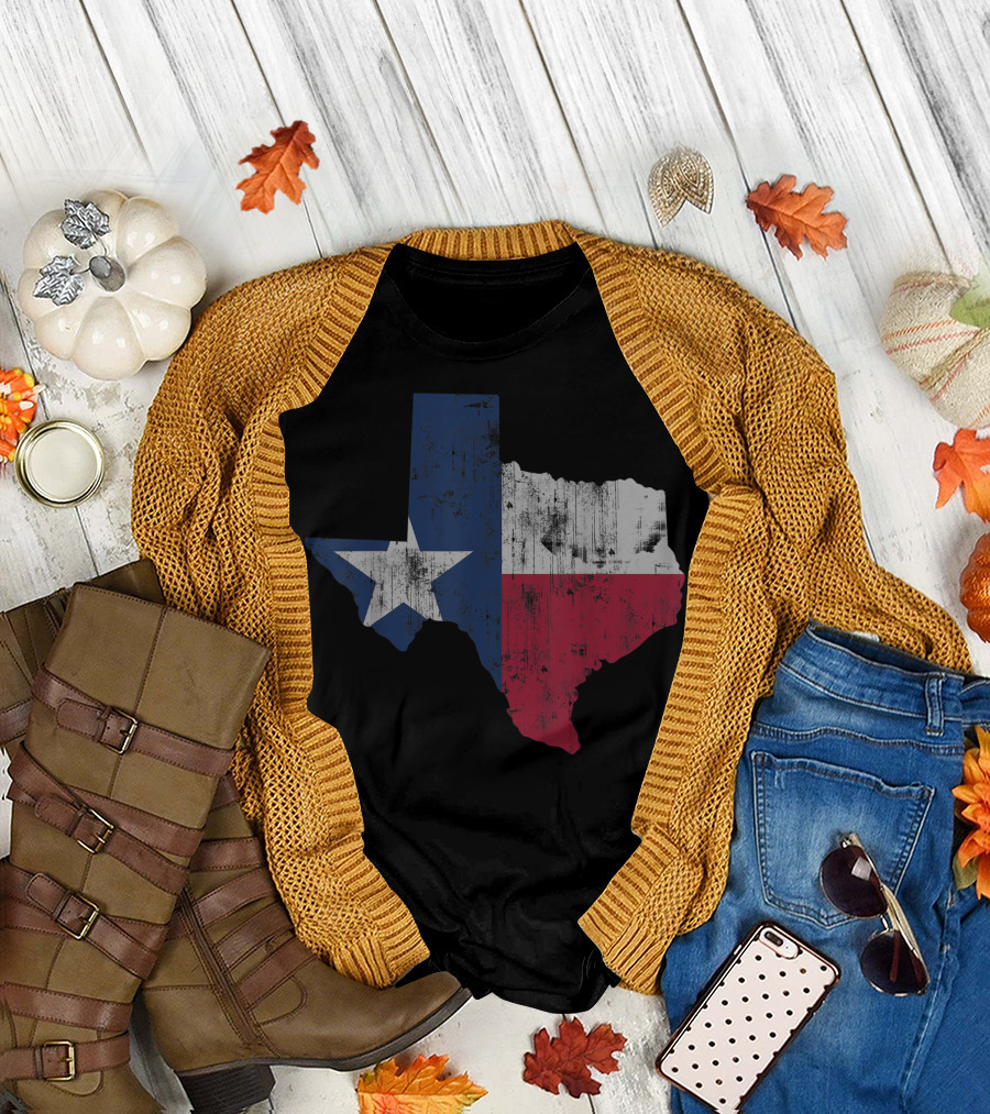 Retro Distressed Texas Flag Map T-Shirt
