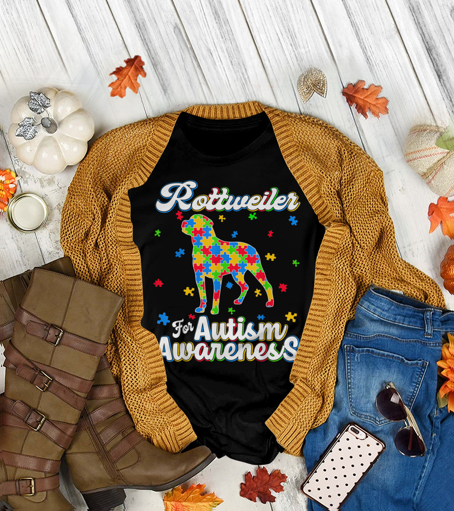 Rottweiler for Autism Awareness Dog Dad Dog T-Shirt