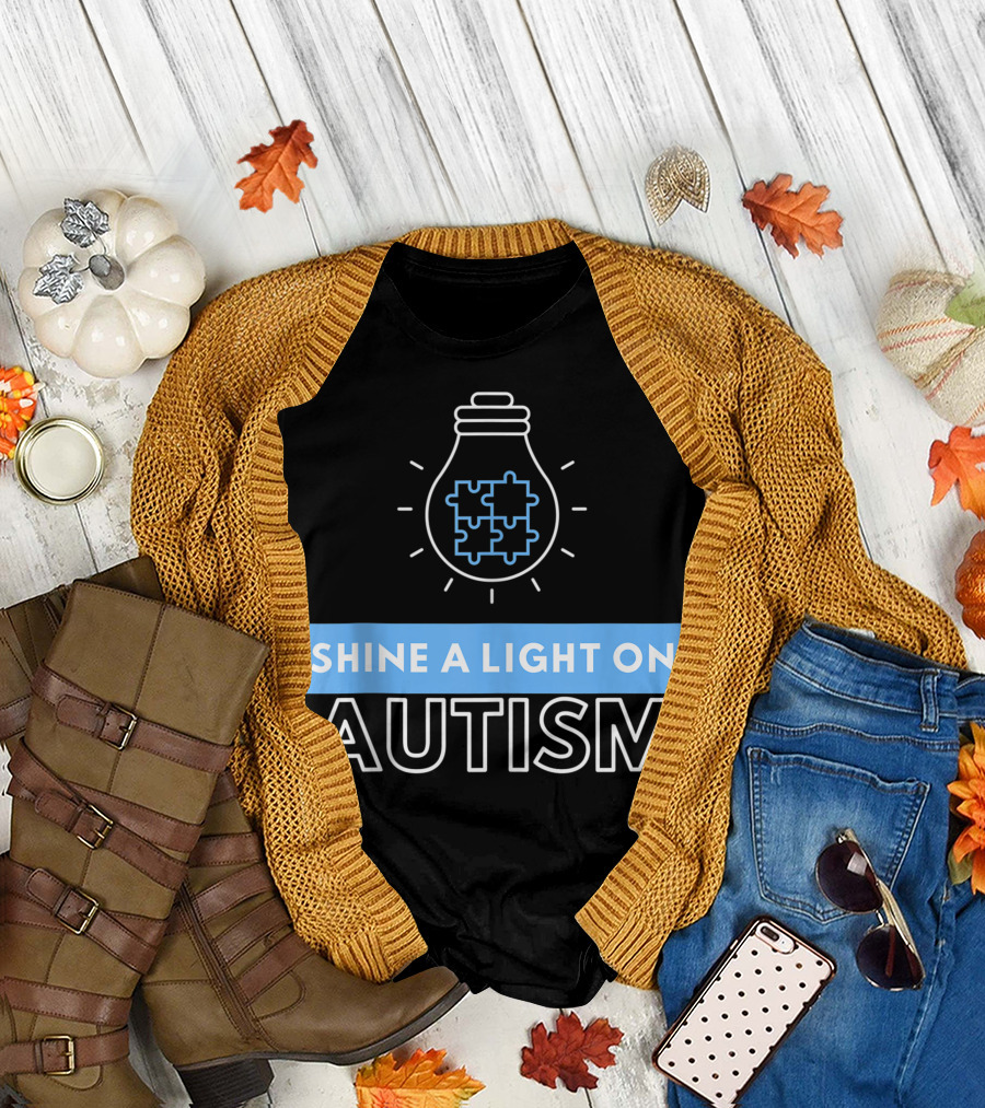 Shine A Light On Autism Puzzle Light Special Needs Awareness T-Shirt