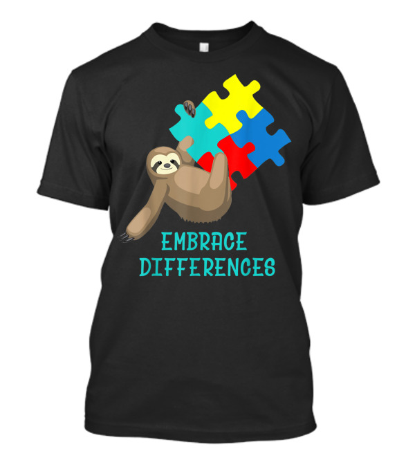 Sloth Embrace Differences Autism Awareness Day Puzzles T-Shirt