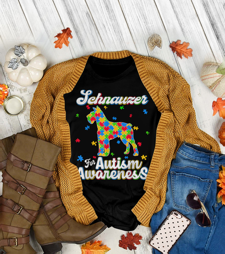 Schnauzer for Autism Awareness Dog Dad T-Shirt