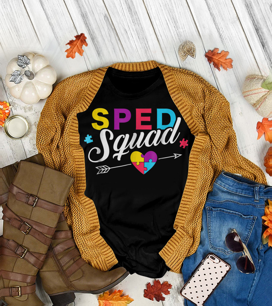 Sped Squad Autism Puzzle Heart Teacher And Assistant Graders T-Shirt